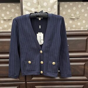 L'AGENCE Navy Blue Cardigan Sweater